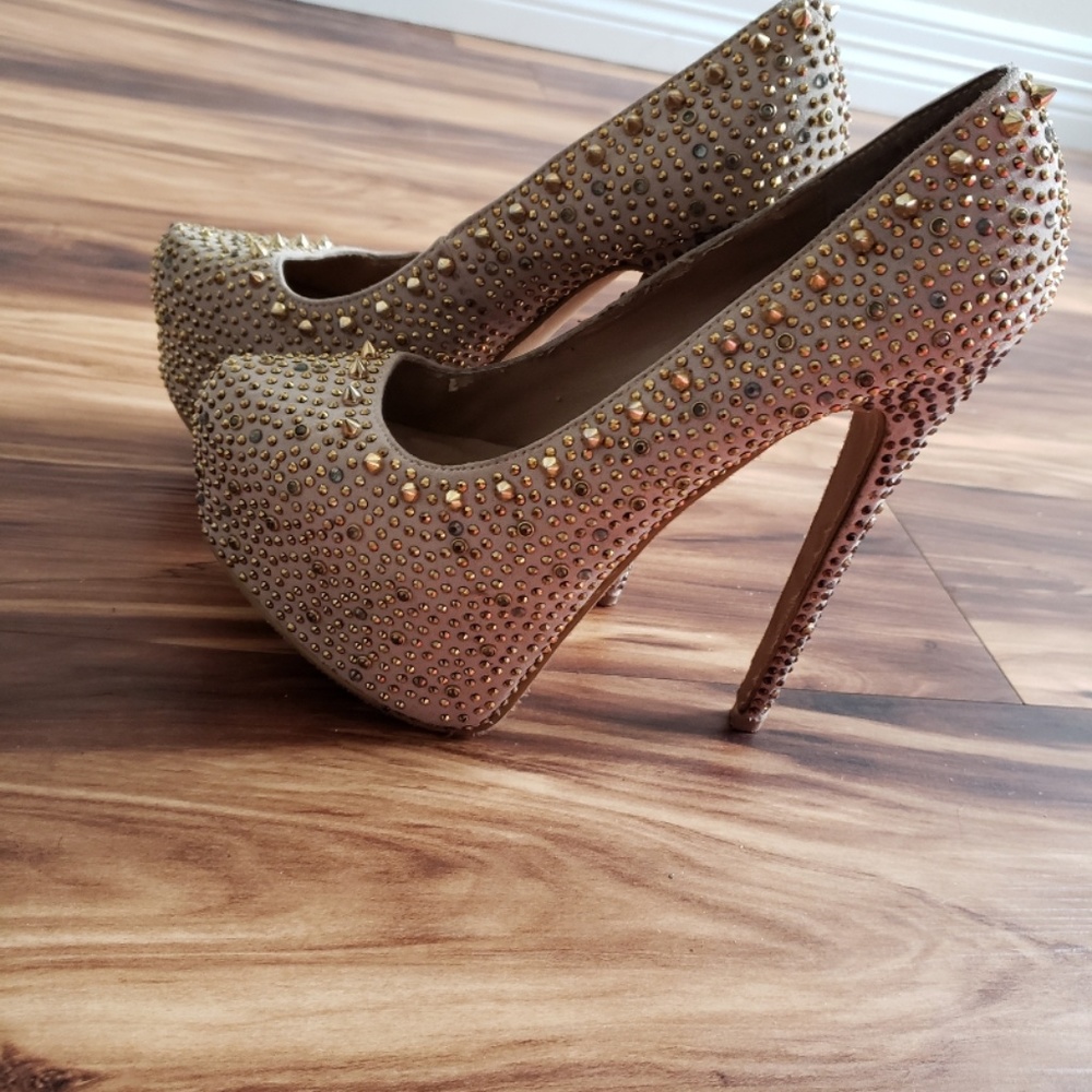 Steve Madden Dipsiee Platform Pumps 098, Gold Mult
